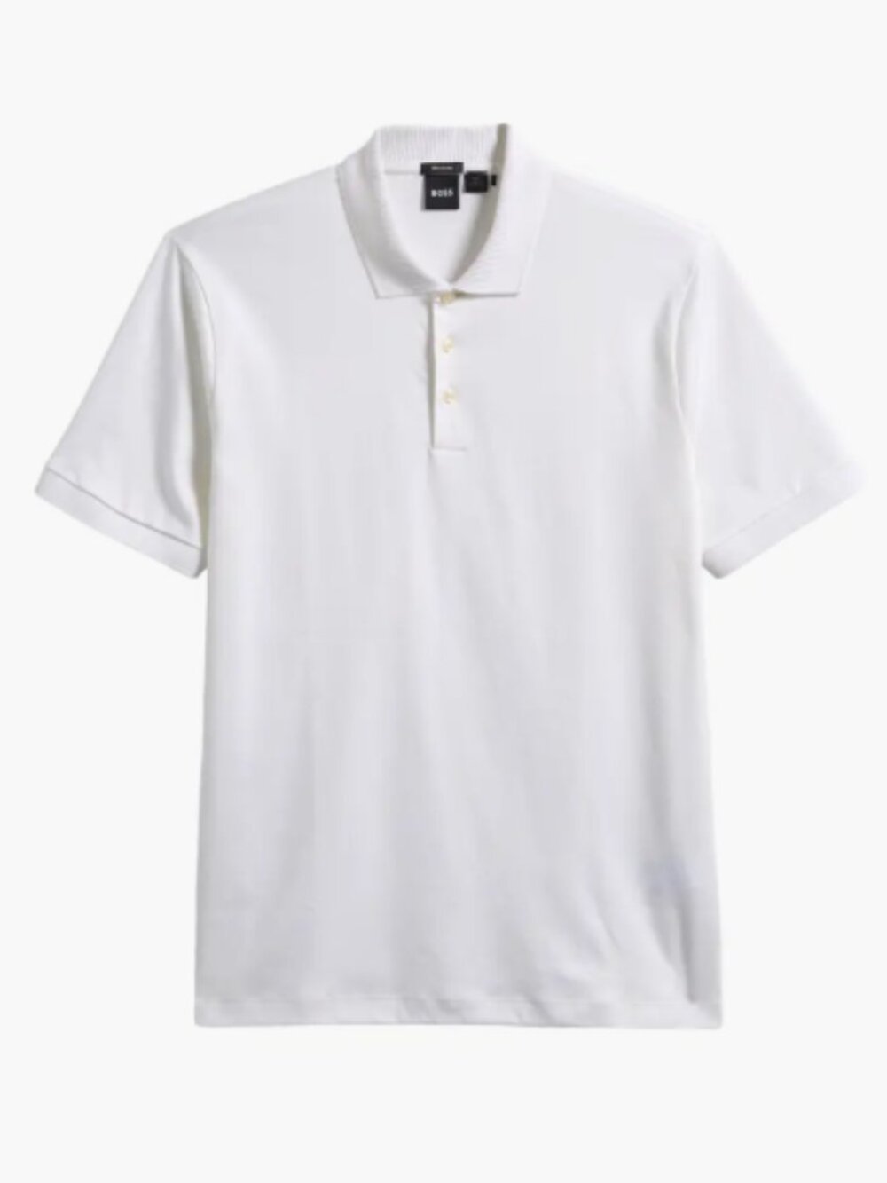 BOSS Phillipson Mercerised Cotton Polo – White – Medium – Premium Soft Knit
